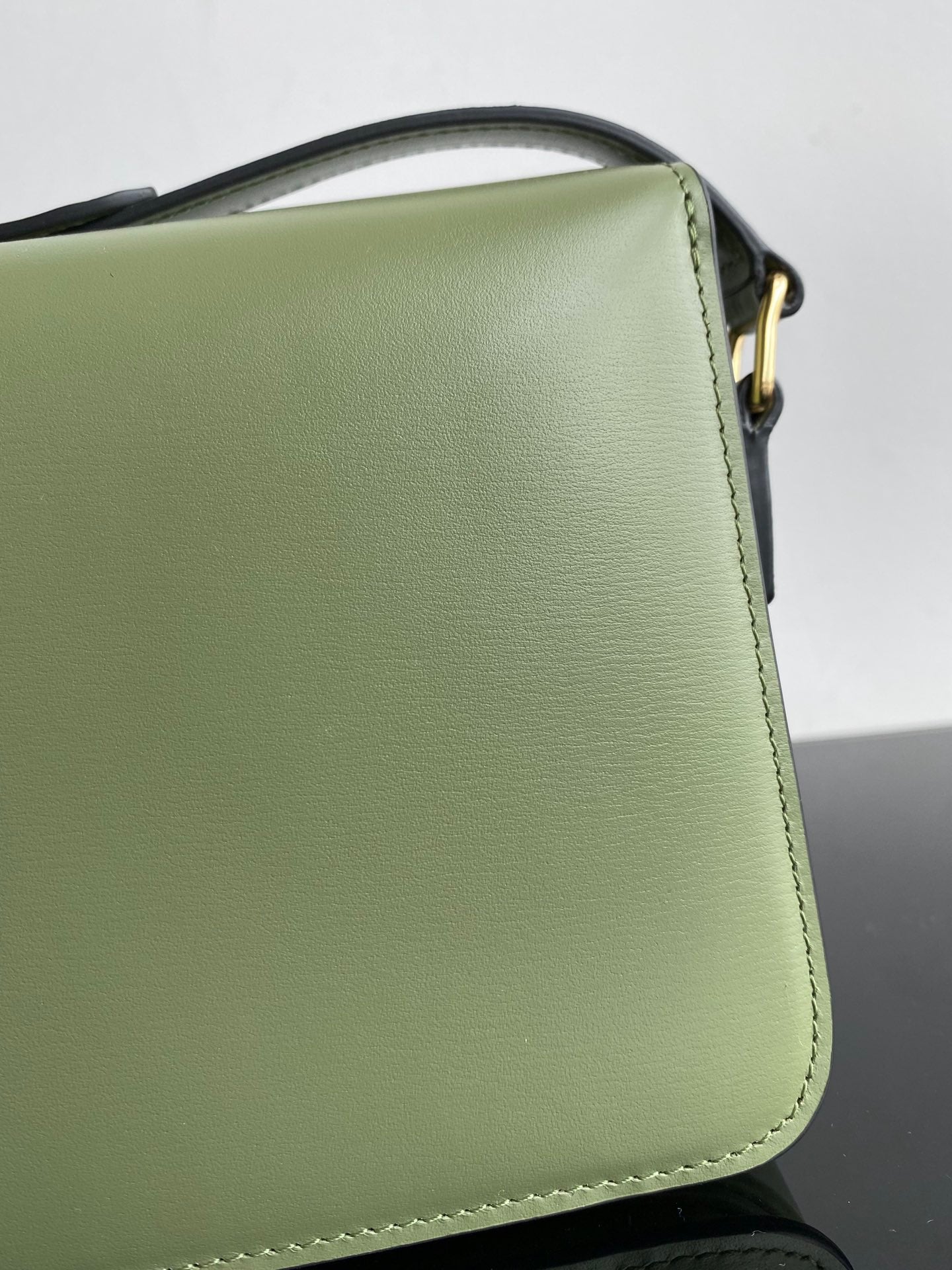 Celine Triomphe Medium Bag In Avocado Green Smooth Calfskin