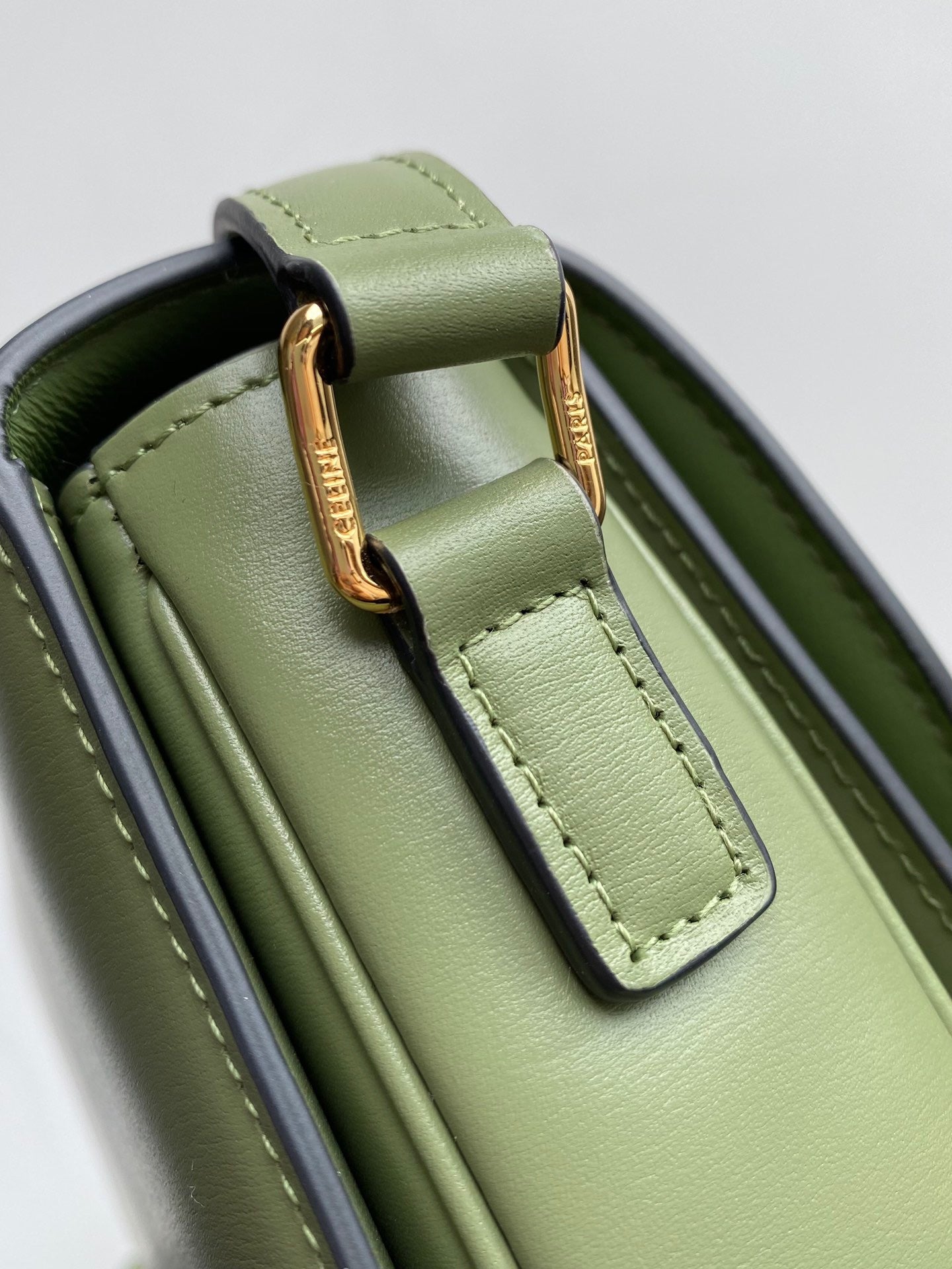 Celine Triomphe Medium Bag In Avocado Green Smooth Calfskin