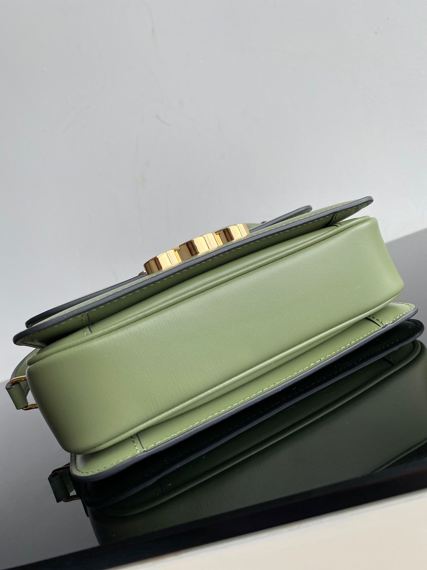 Celine Triomphe Medium Bag In Avocado Green Smooth Calfskin