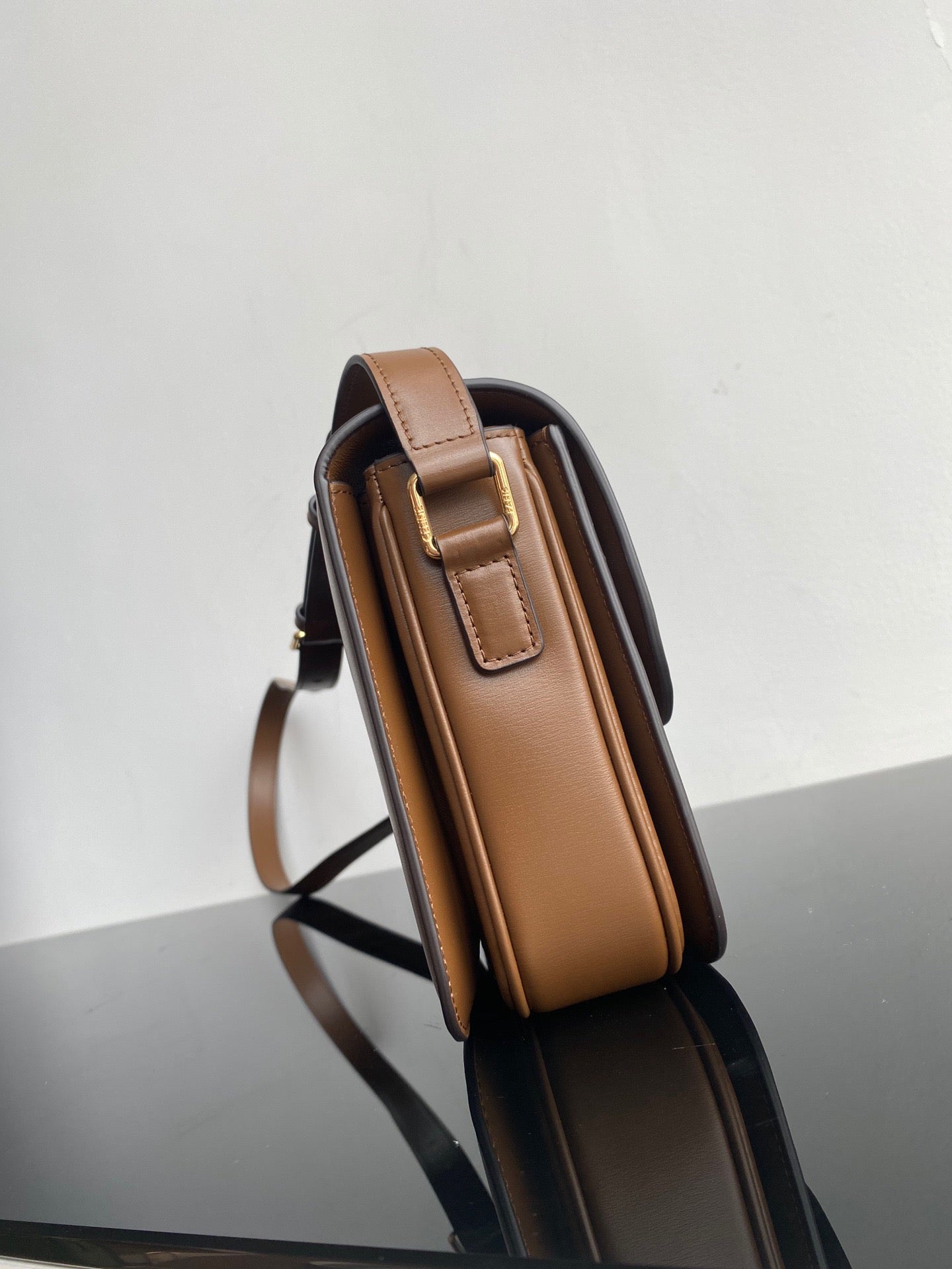 Celine Triomphe Medium Bag In Brown Smooth Calfskin