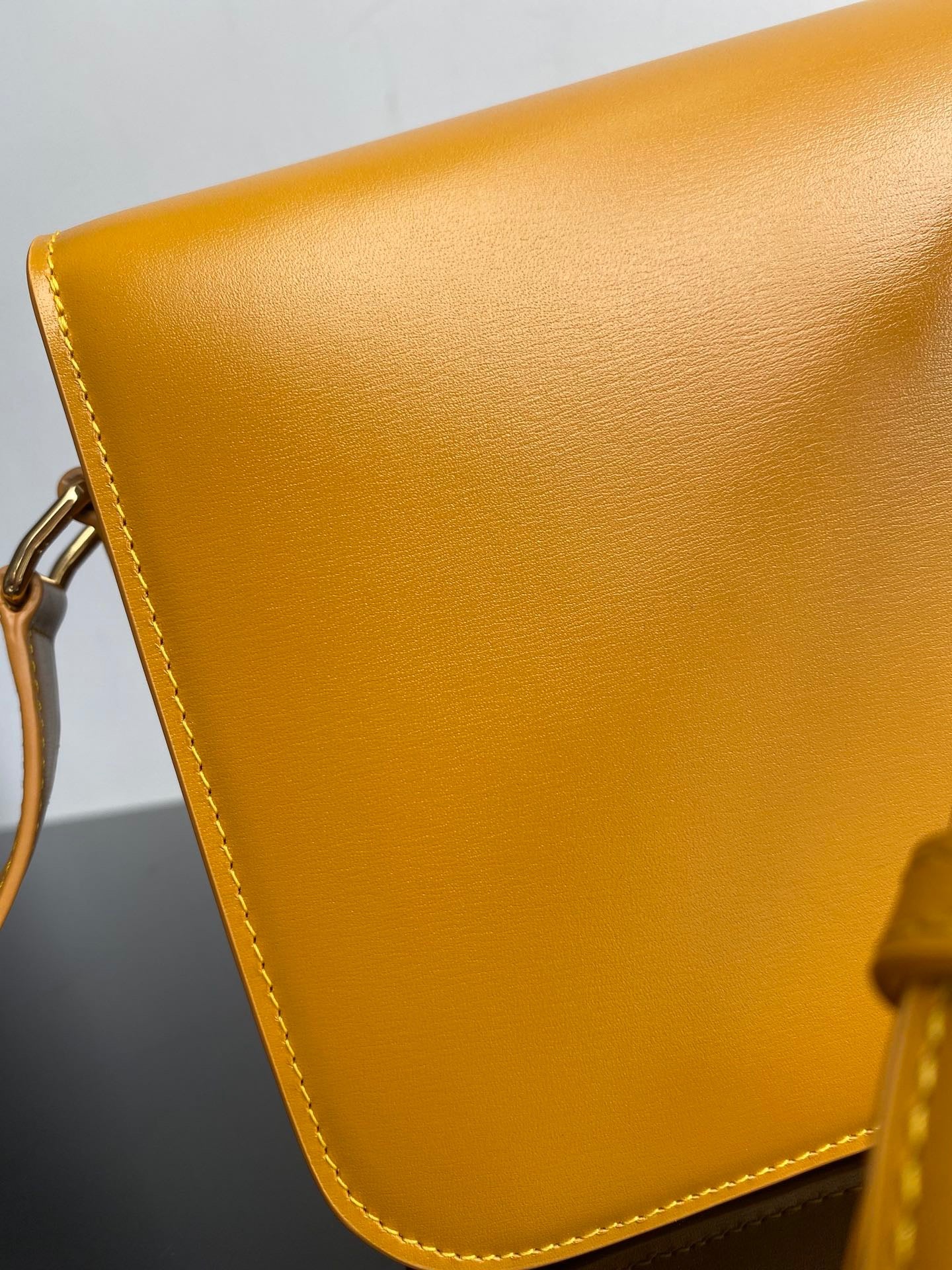 Celine Triomphe Medium Bag In Yellow Smooth Calfskin