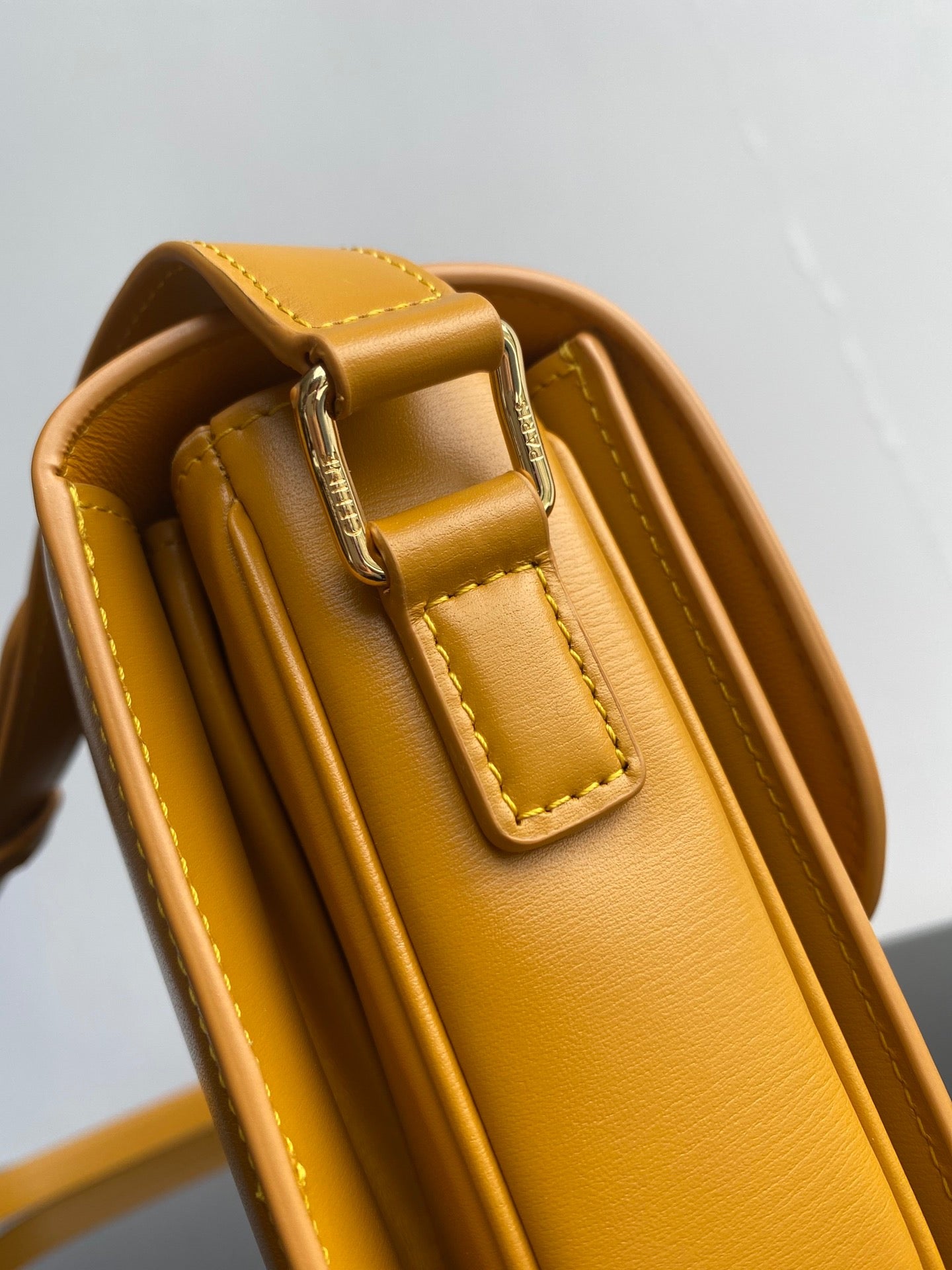 Celine Triomphe Medium Bag In Yellow Smooth Calfskin