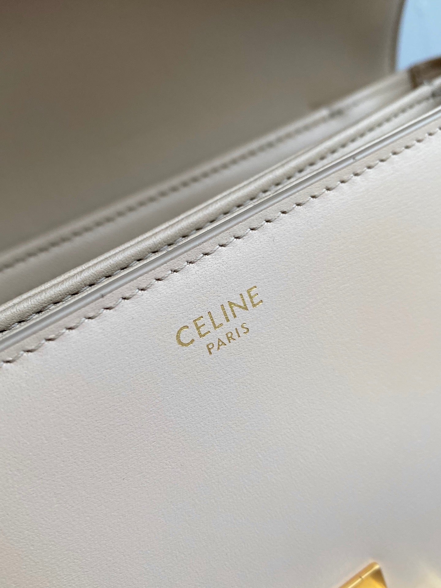 Celine Triomphe Medium Bag In Beige Smooth Calfskin