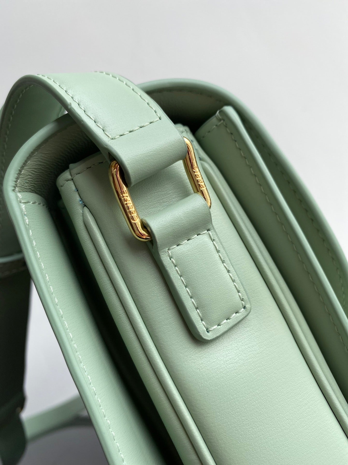 Celine Triomphe Medium Bag In  Mint Green Smooth Calfskin