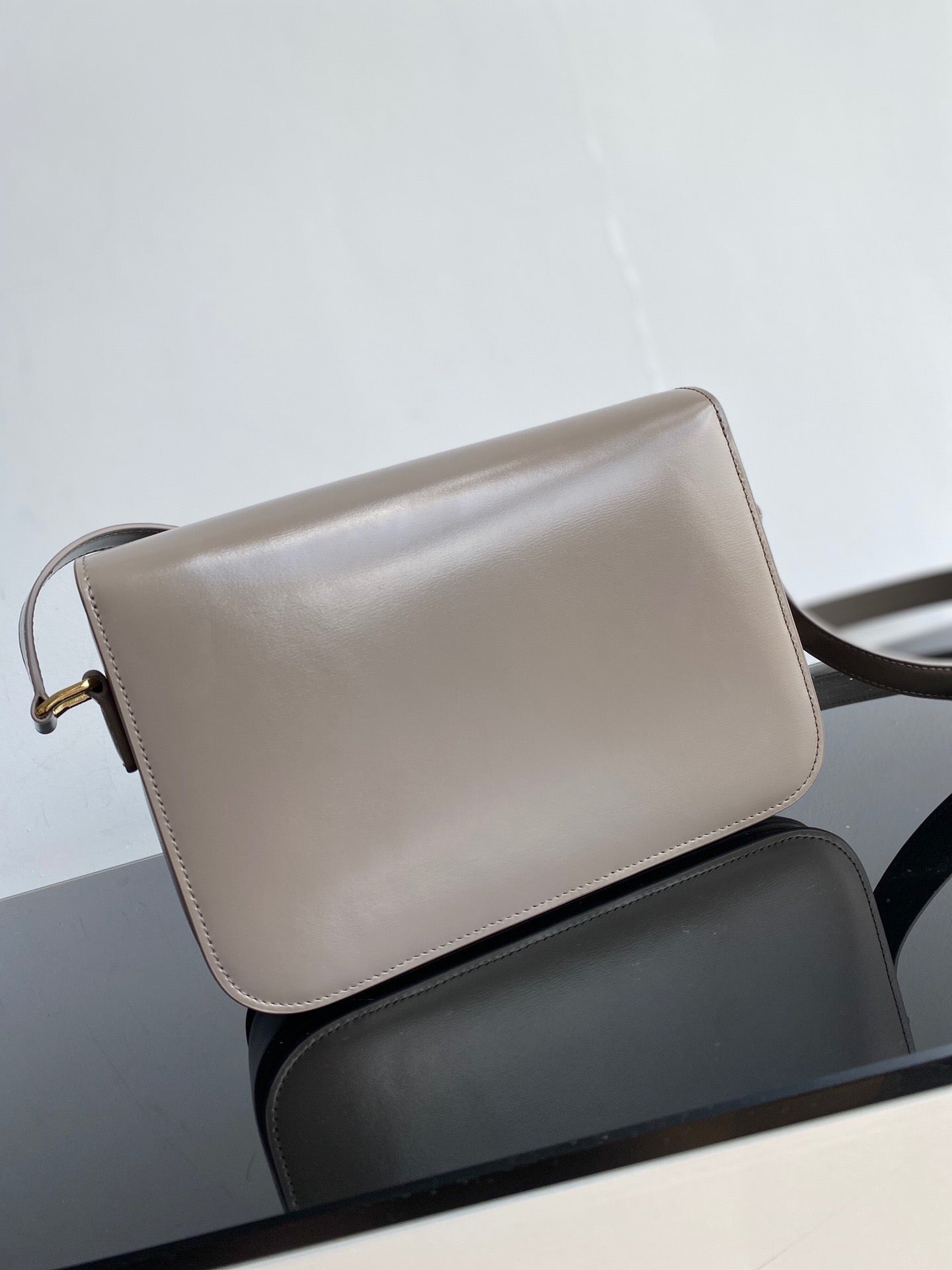 Celine Triomphe Medium Bag In Gray Smooth Calfskin