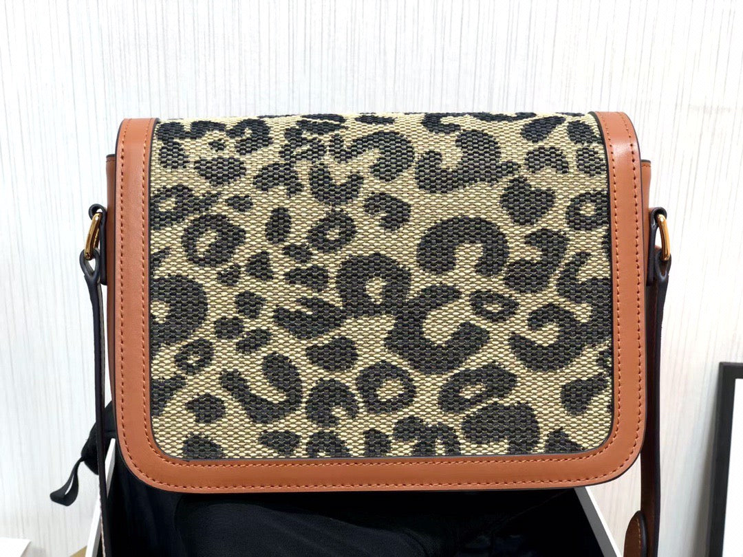 Celine Classic Triomphe Medium Bag In Brown Leather Leopard Print Bag