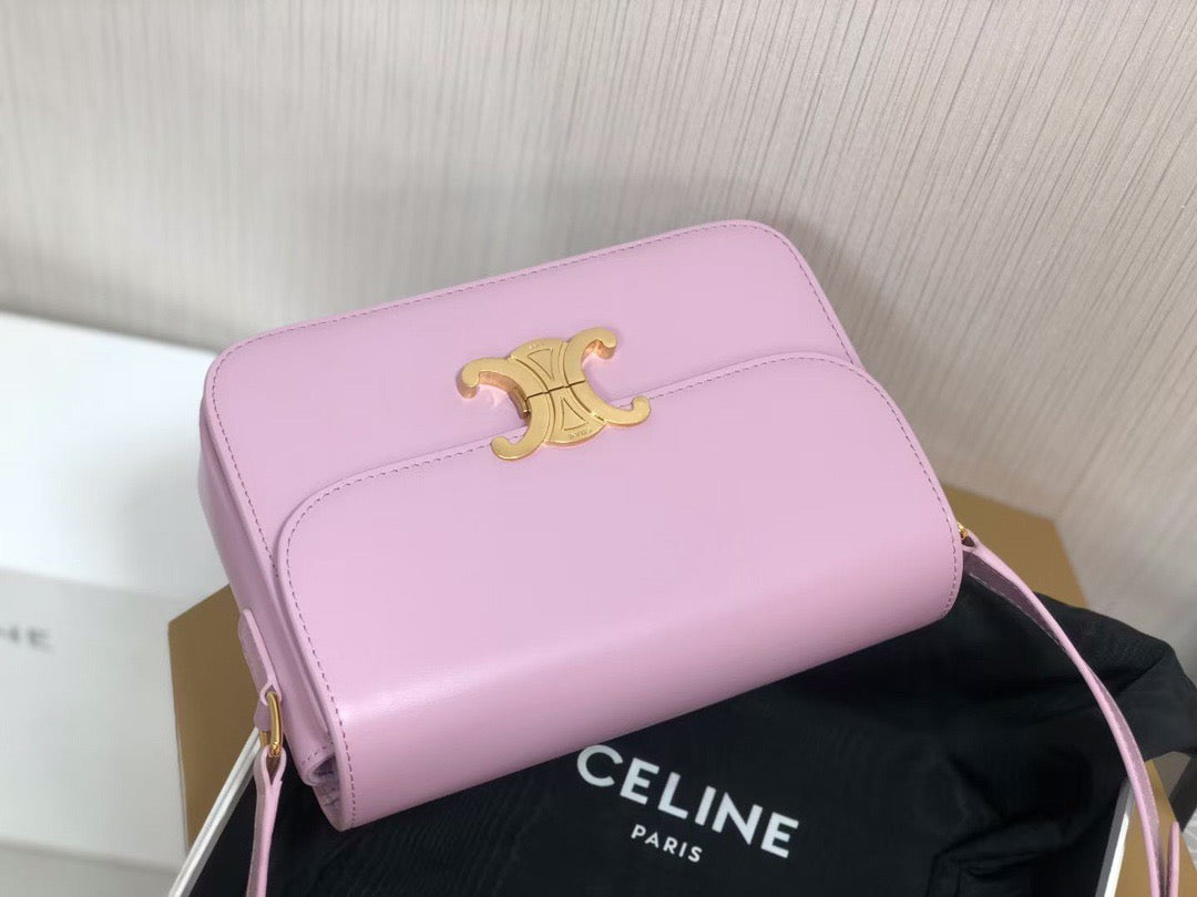 Celine Triomphe Medium Bag In Mallow Purple Smooth Calfskin