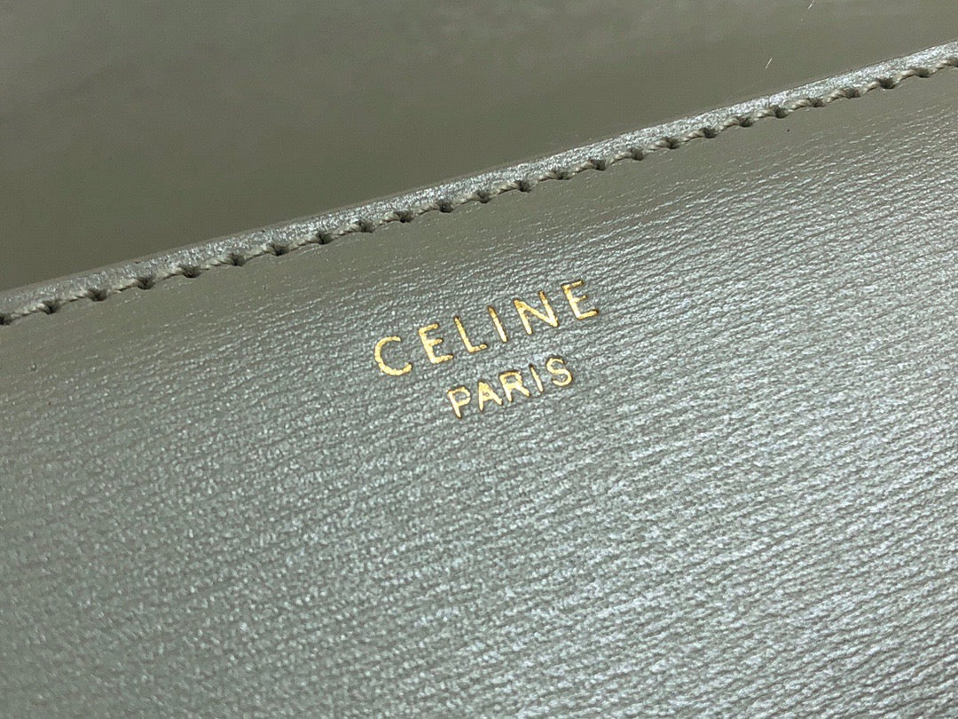 Celine Triomphe Medium Bag In Light Green Smooth Calfskin