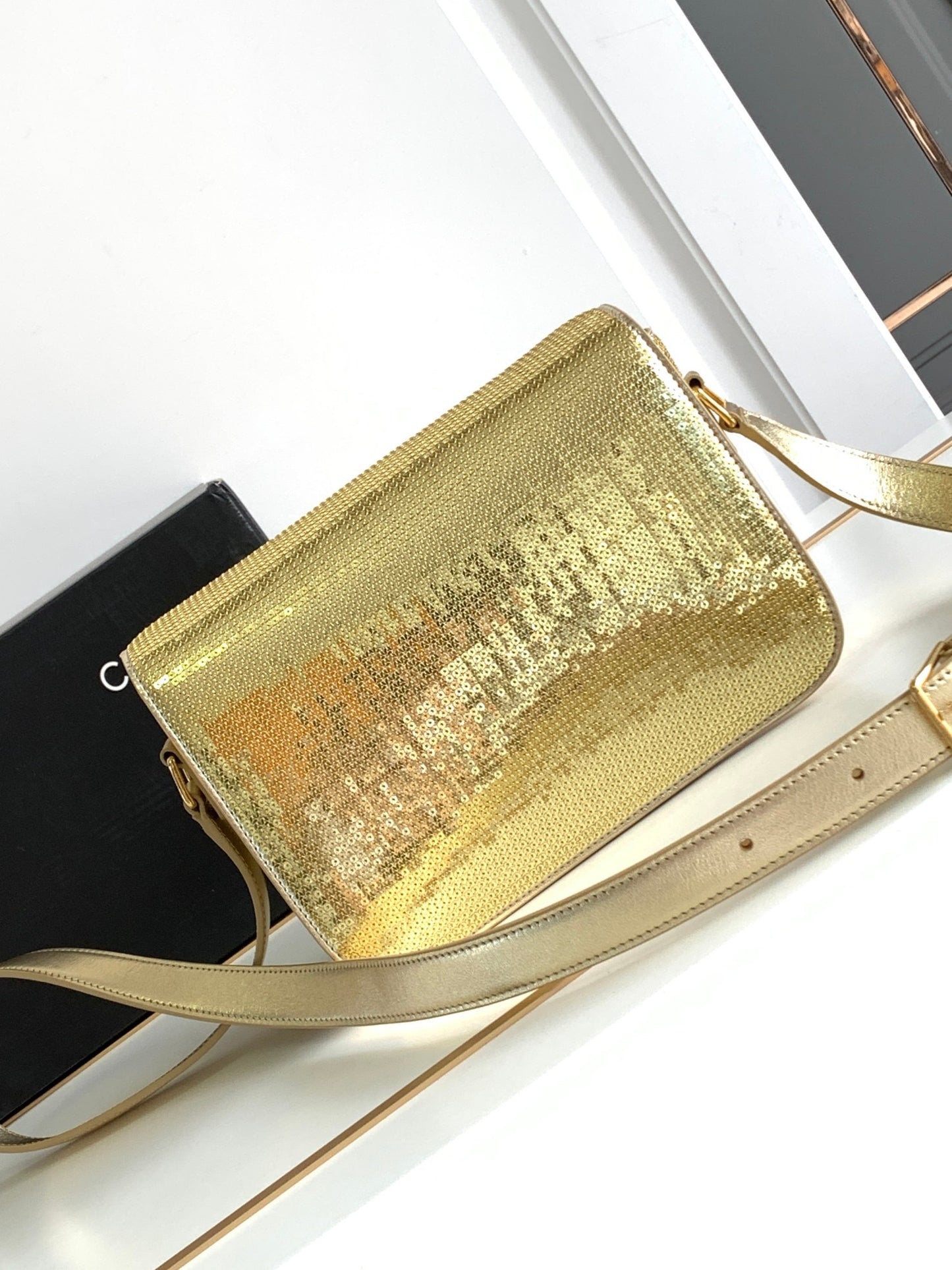 Celine Classic Triomphe Medium Bag In Gold