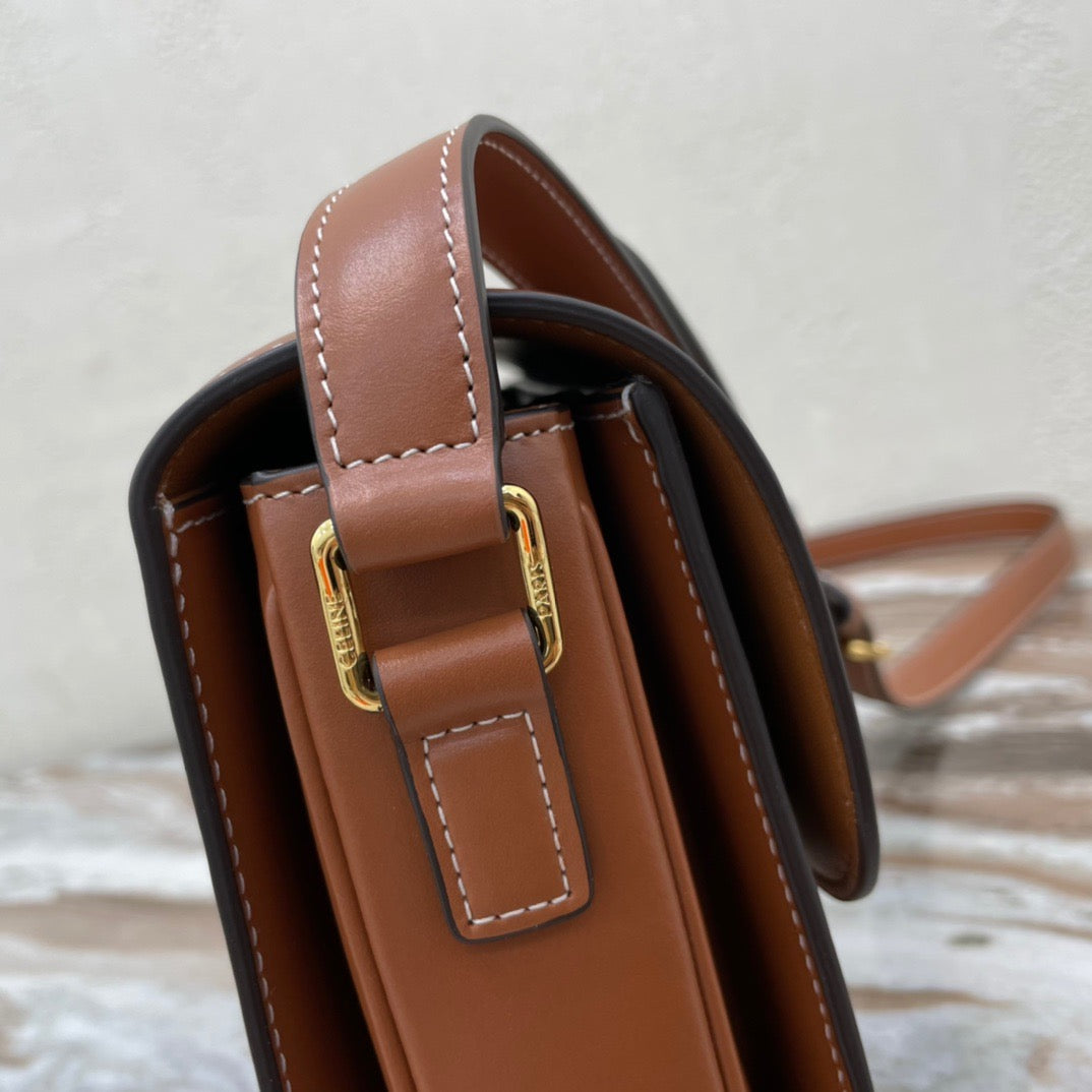 Celine Triomphe Large Bag In Gold Brown Calfskin