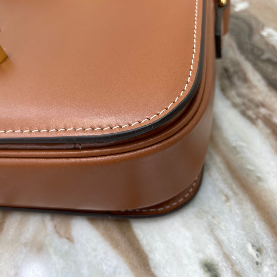 Celine Triomphe Large Bag In Gold Brown Calfskin