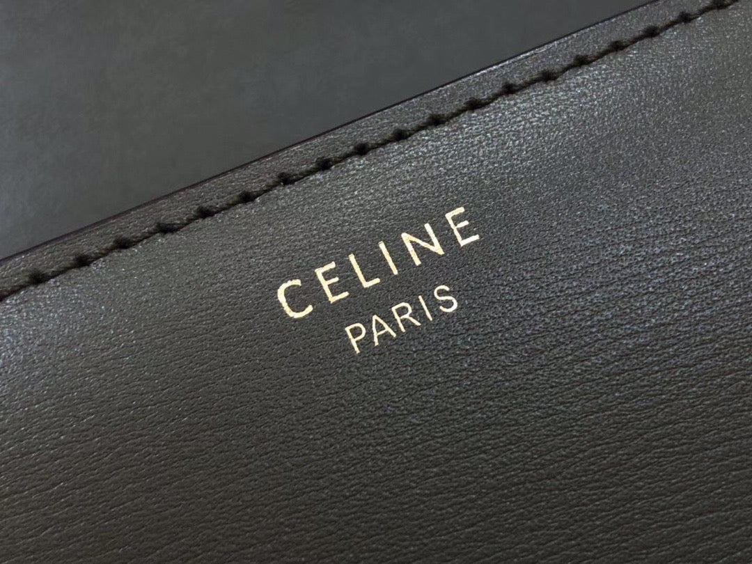 Celine Triomphe Large Bag In Dark Gray Calfskin