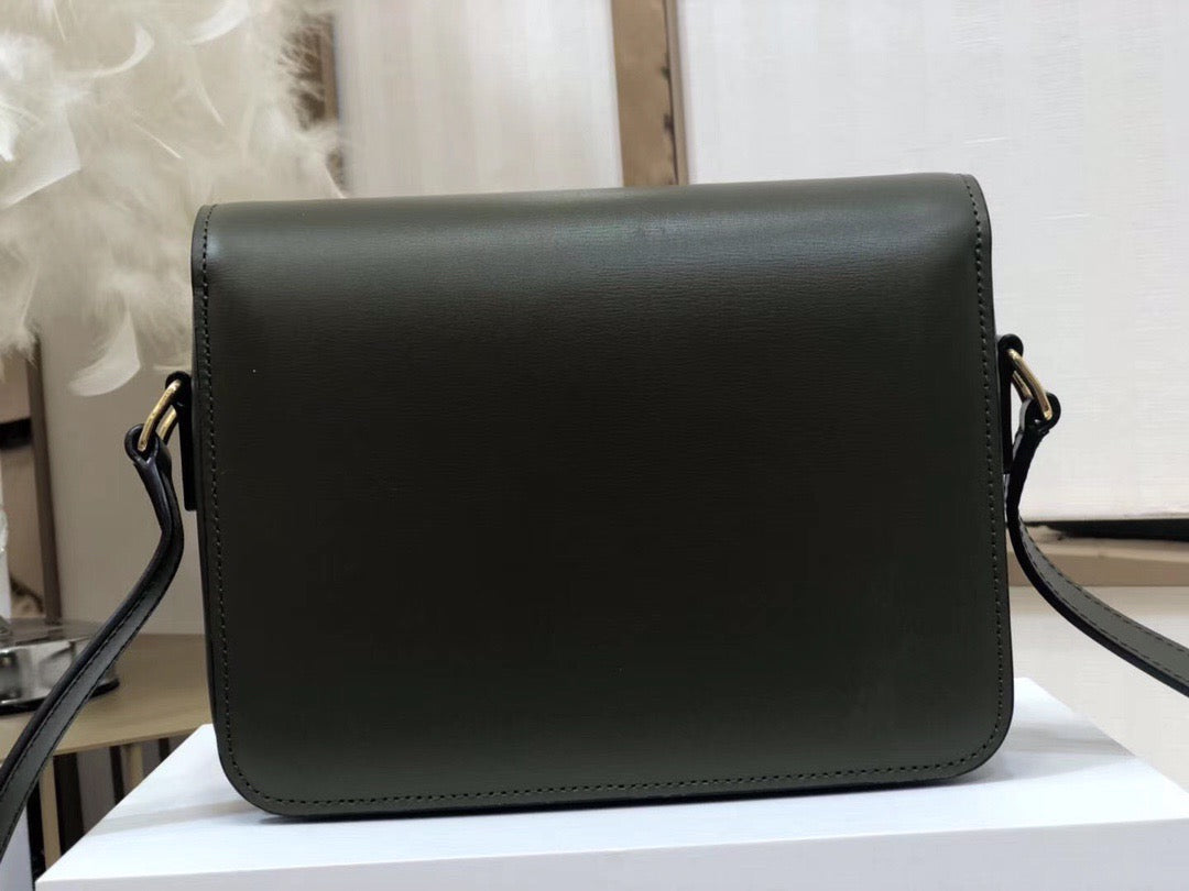 Celine Triomphe Large Bag In Dark Gray Calfskin