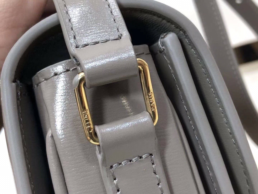 Celine Triomphe Large Bag In Gray Calfskin