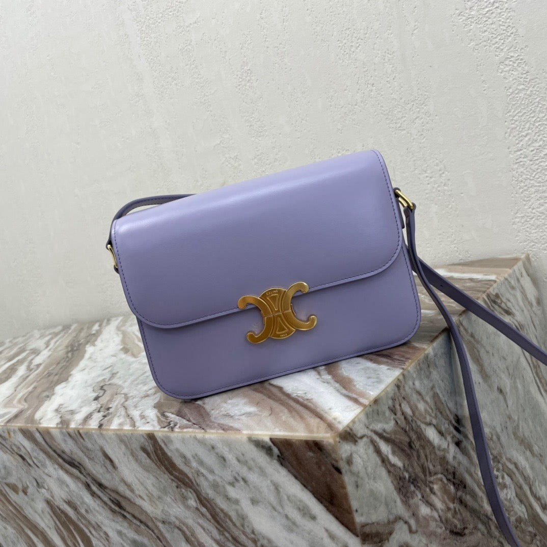 Celine Triomphe Large Bag In Purple Calfskin