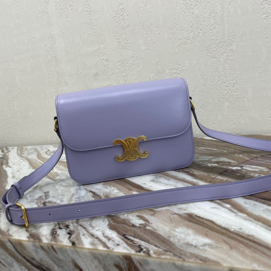 Celine Triomphe Large Bag In Purple Calfskin