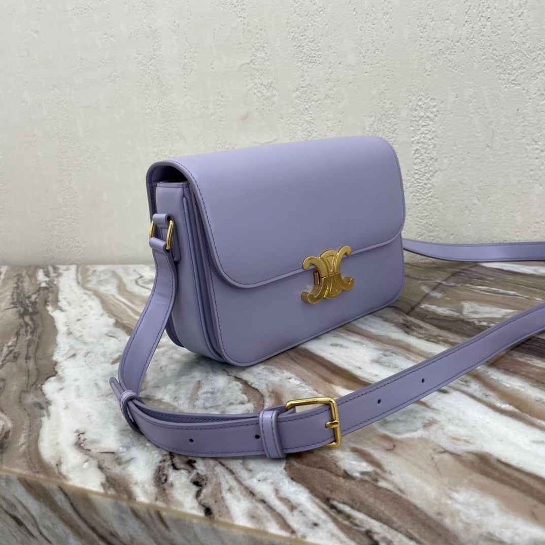 Celine Triomphe Large Bag In Purple Calfskin