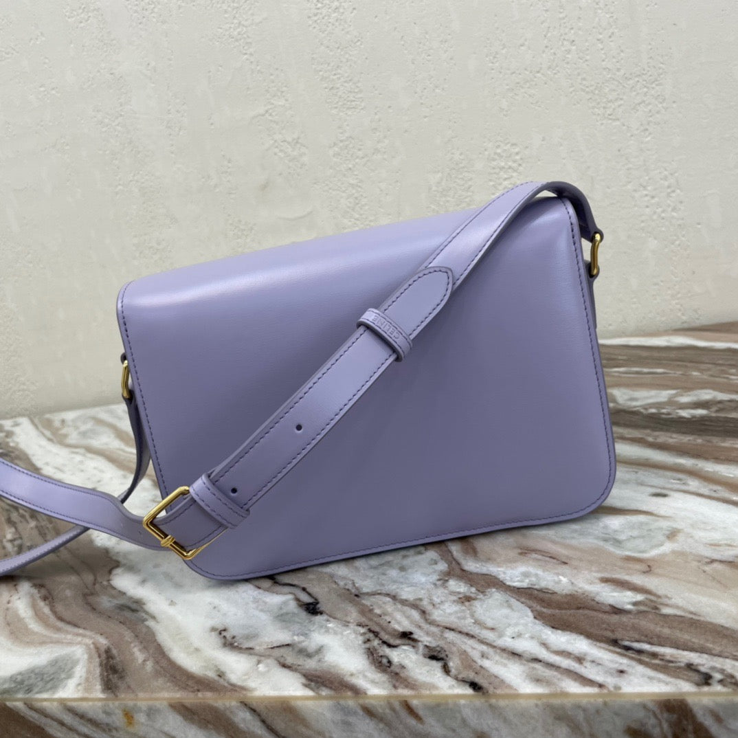 Celine Triomphe Large Bag In Purple Calfskin