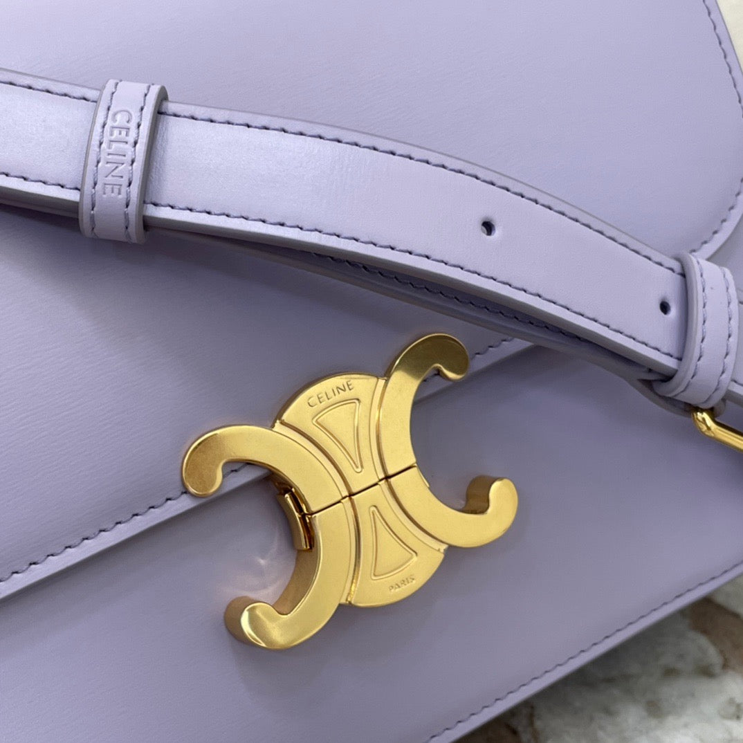 Celine Triomphe Large Bag In Purple Calfskin