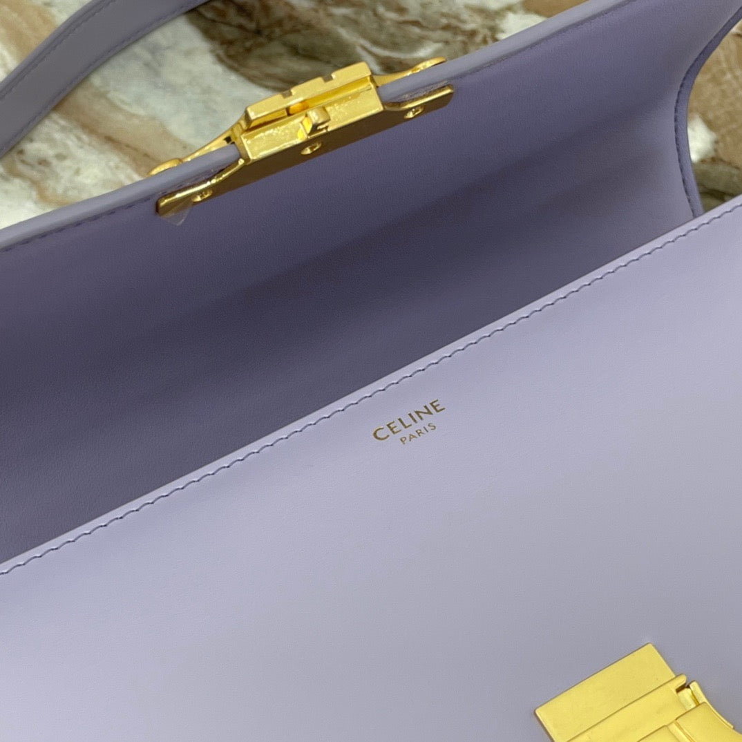 Celine Triomphe Large Bag In Purple Calfskin