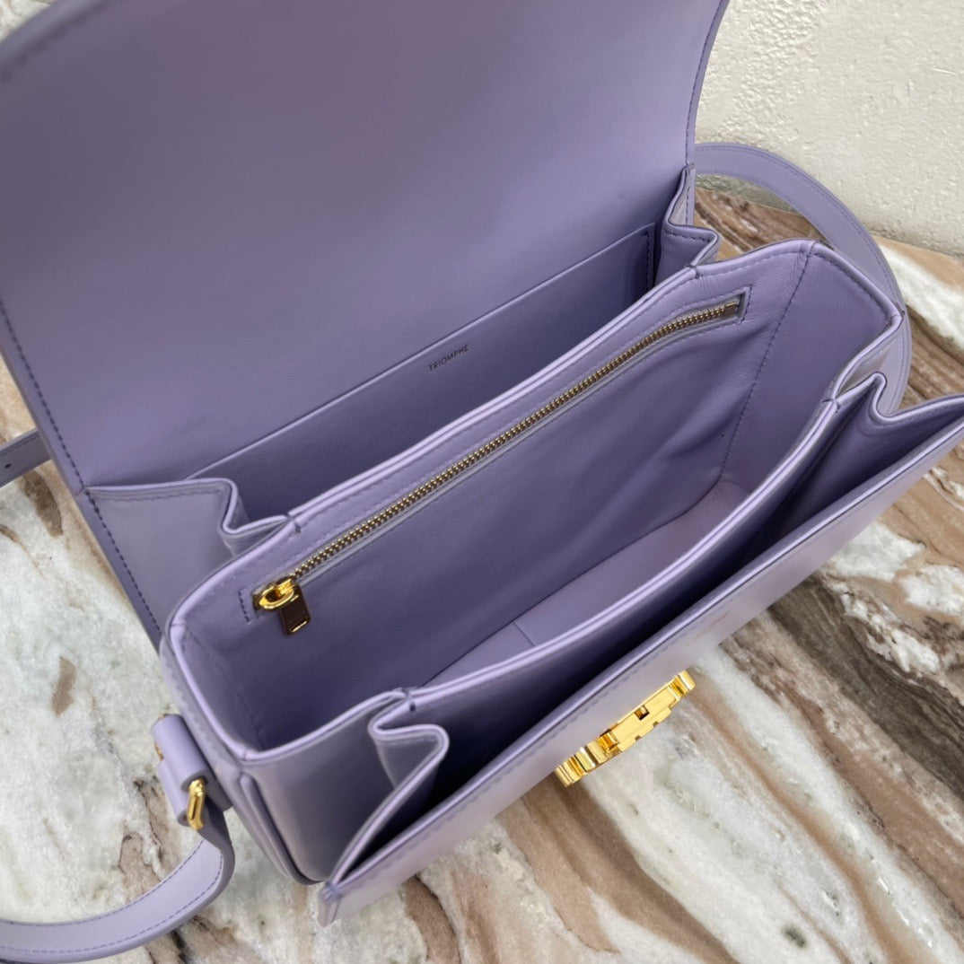 Celine Triomphe Large Bag In Purple Calfskin