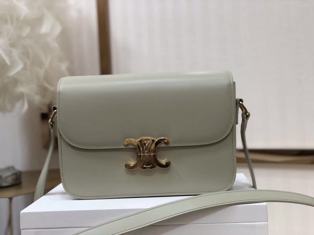 Celine Triomphe Large Bag In Beige Calfskin