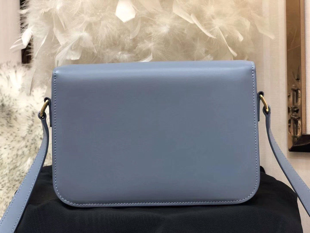 Celine Triomphe Large Bag In Haze Blue Calfskin