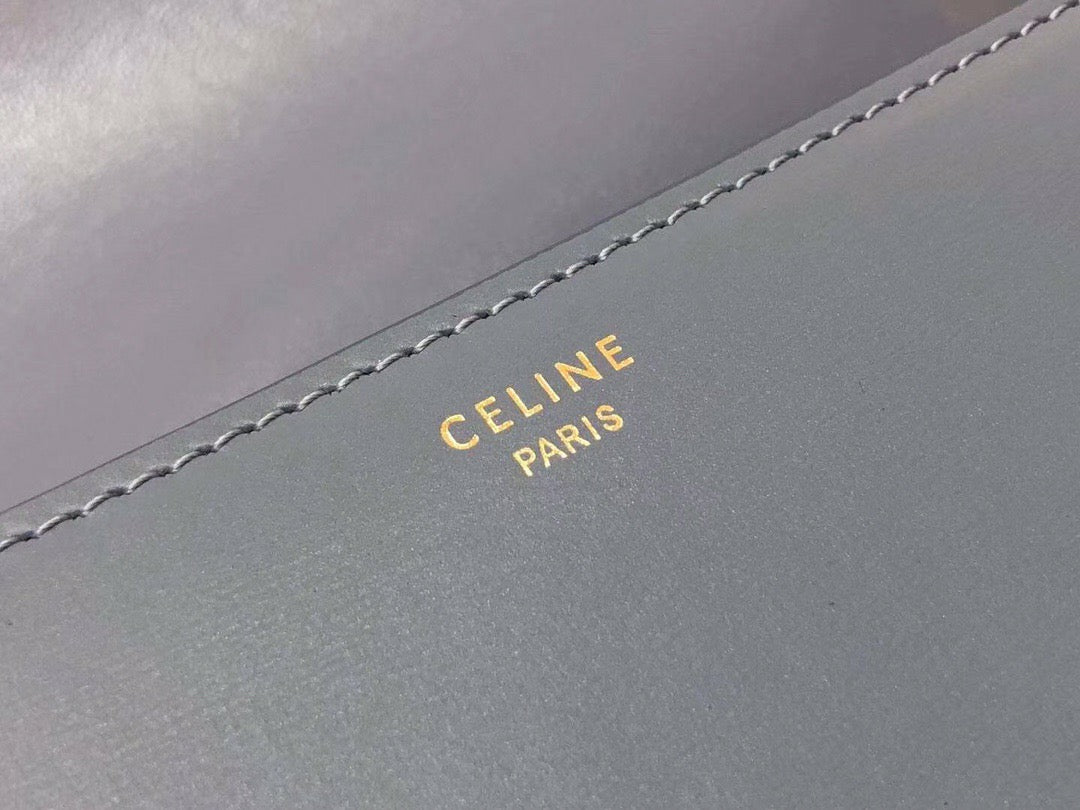 Celine Triomphe Large Bag In Haze Blue Calfskin