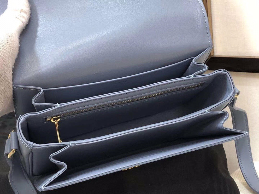 Celine Triomphe Large Bag In Haze Blue Calfskin