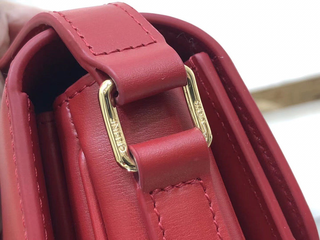 Celine Triomphe Large Bag In Red Calfskin