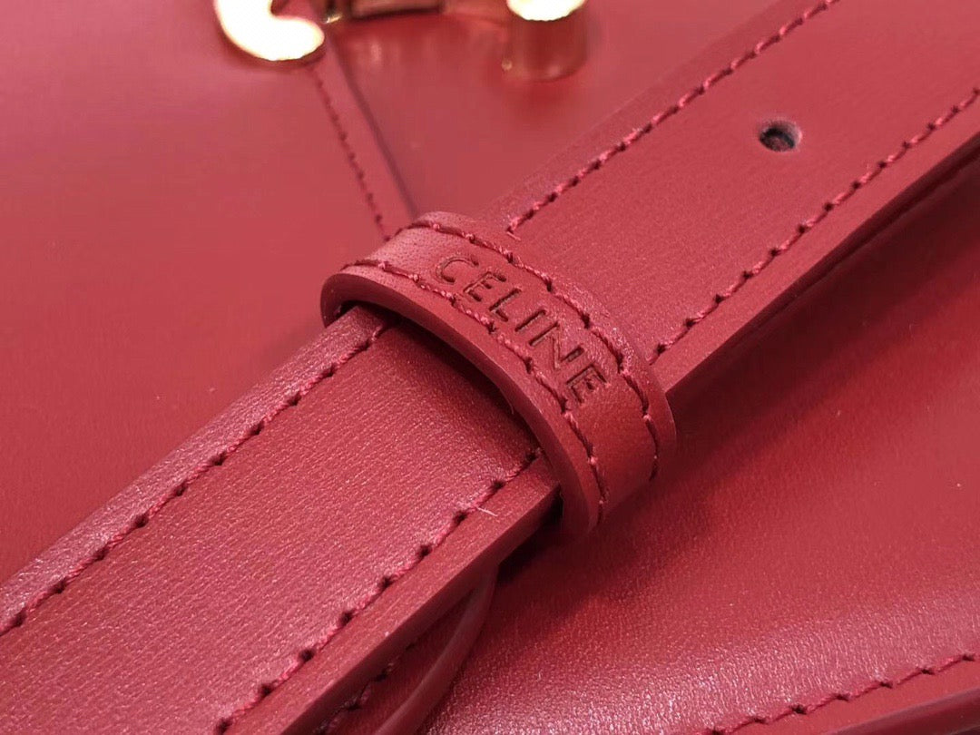 Celine Triomphe Large Bag In Red Calfskin