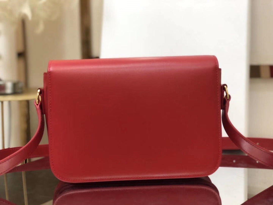 Celine Triomphe Large Bag In Red Calfskin