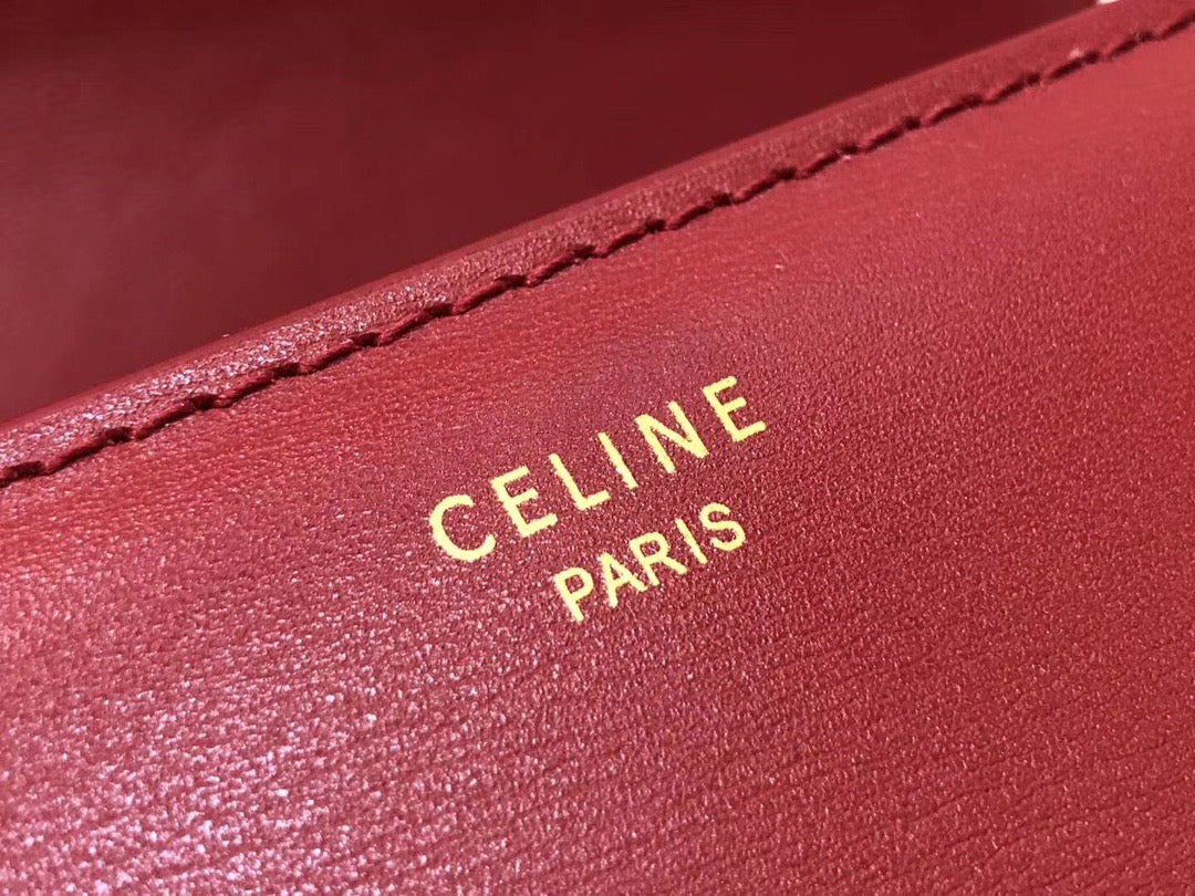 Celine Triomphe Large Bag In Red Calfskin