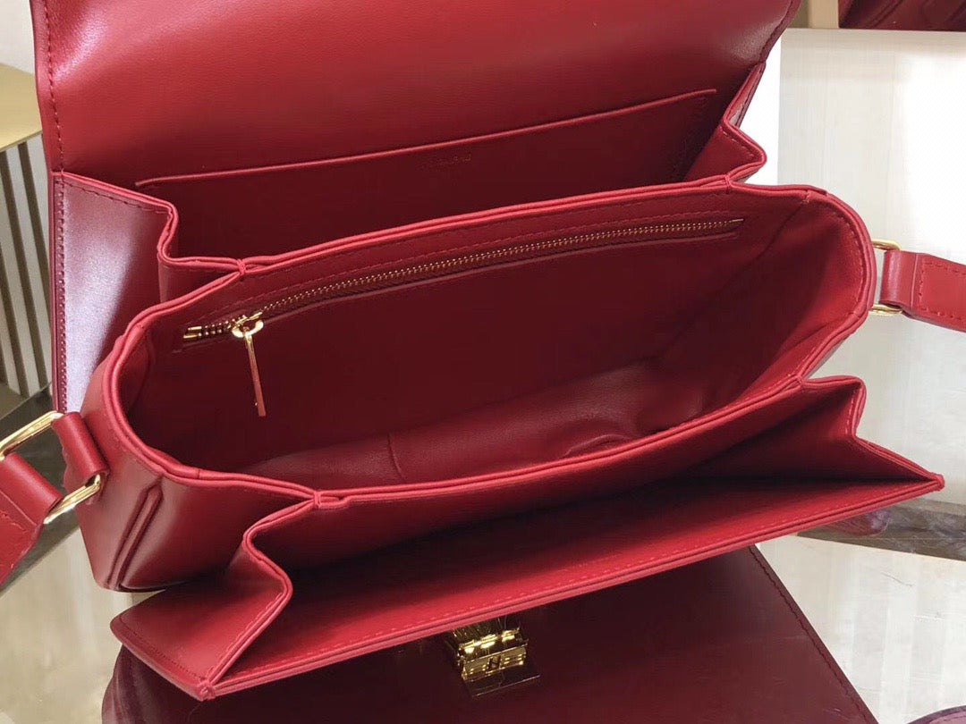 Celine Triomphe Large Bag In Red Calfskin