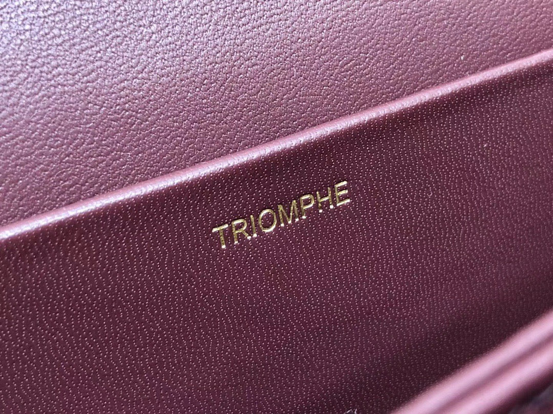 Celine Triomphe Large Bag In Burgundy Calfskin