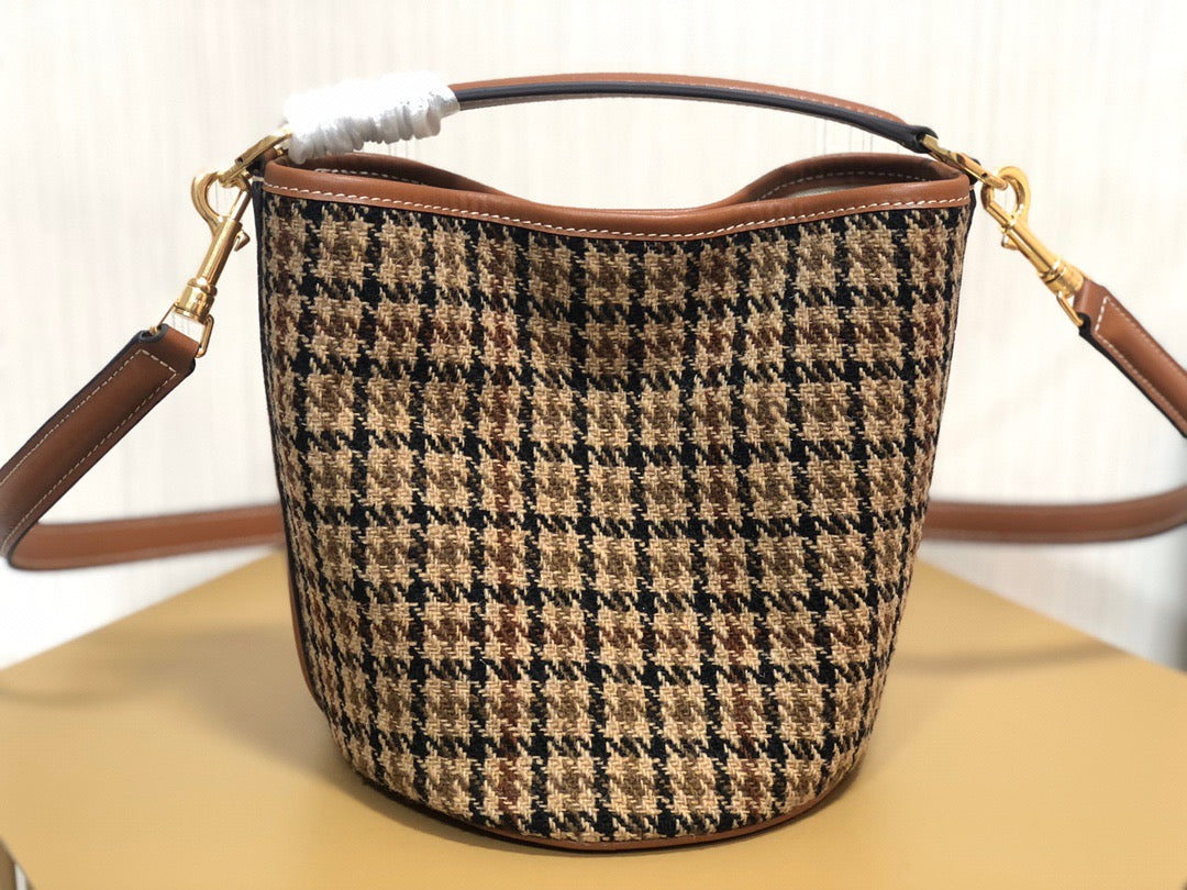 Celine Bucket Bag In Printed Presbyopia Tweed and Calfskin