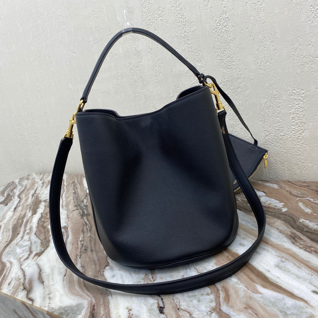 Celine Bucket 16 Bag In Black Smooth Calfskin