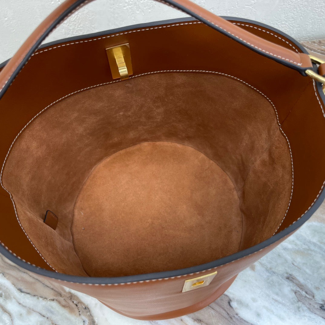 Celine Bucket 16 Bag In Gold Brown Smooth Calfskin