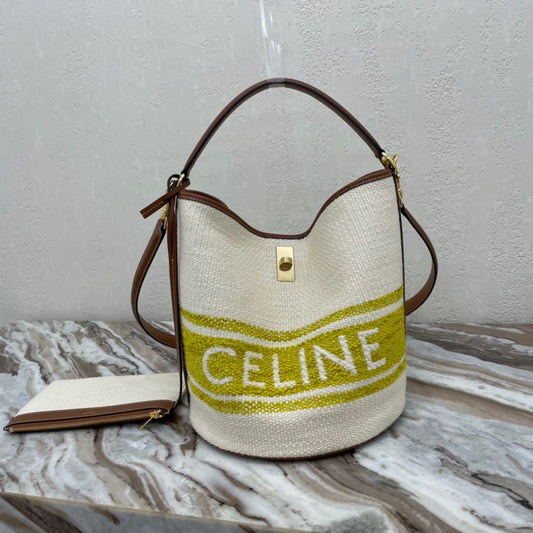 Celine Bucket 16 Bag In Canvas With Celine Logo