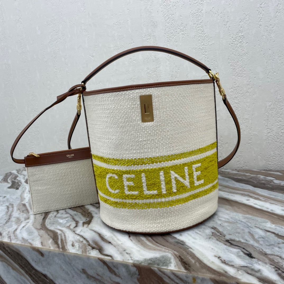 Celine Bucket 16 Bag In Canvas With Celine Logo