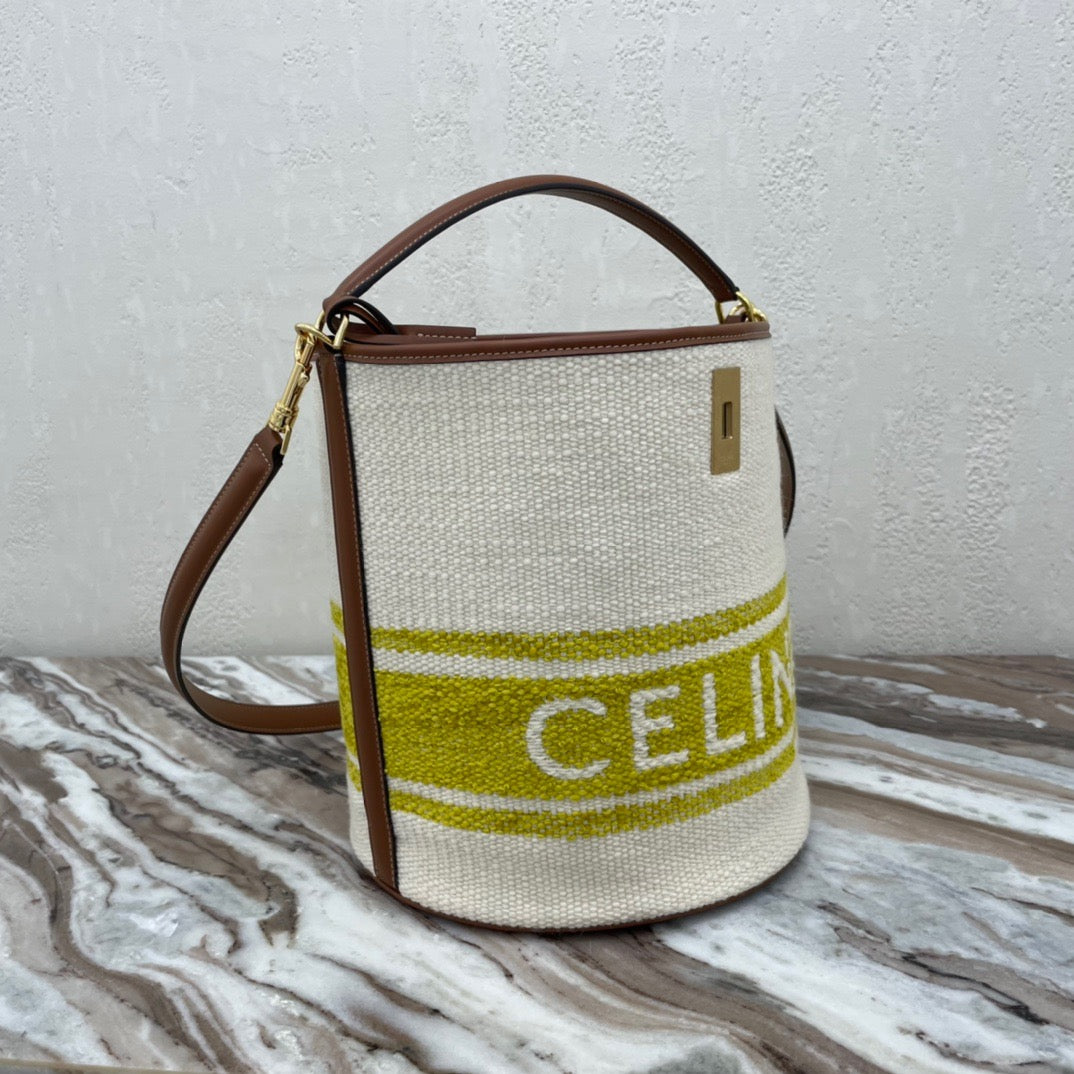 Celine Bucket 16 Bag In Canvas With Celine Logo