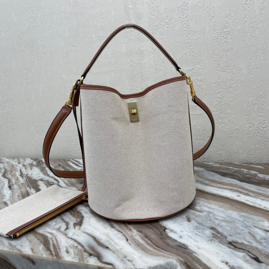 Celine Bucket 16 Bag In Beige Canvas