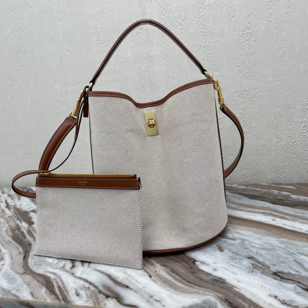 Celine Bucket 16 Bag In Beige Canvas