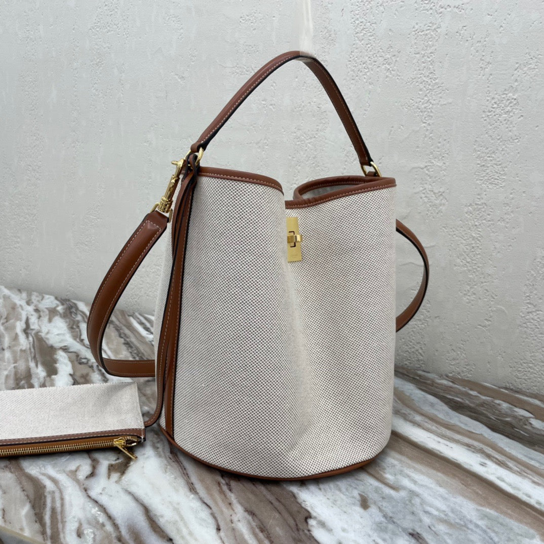 Celine Bucket 16 Bag In Beige Canvas