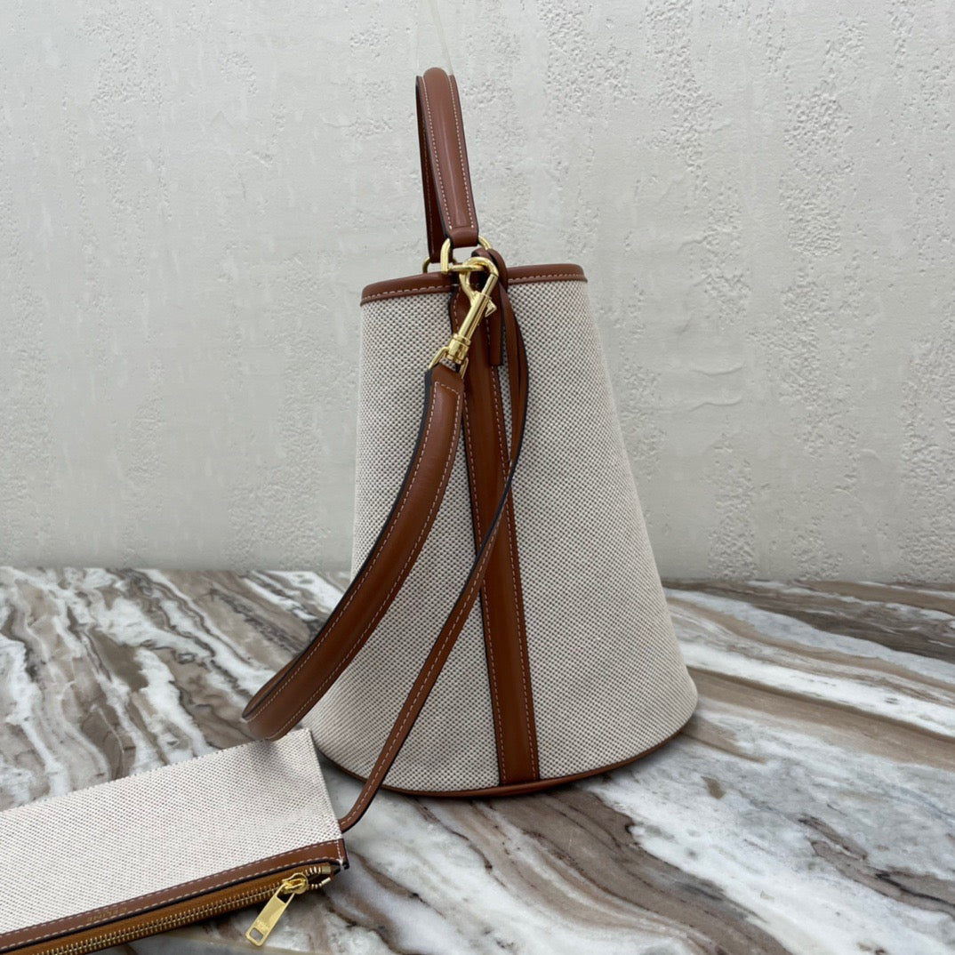 Celine Bucket 16 Bag In Beige Canvas