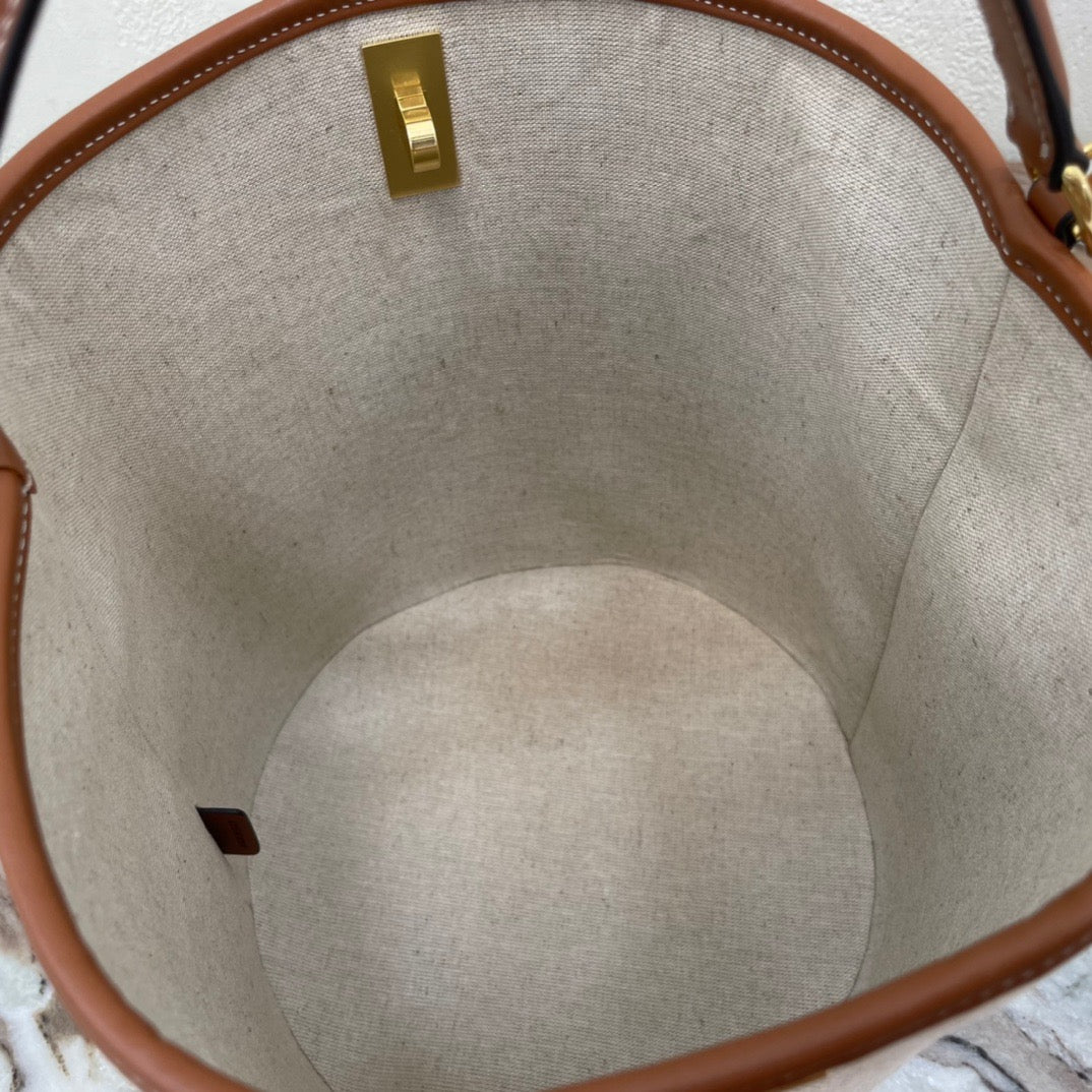 Celine Bucket 16 Bag In Beige Canvas