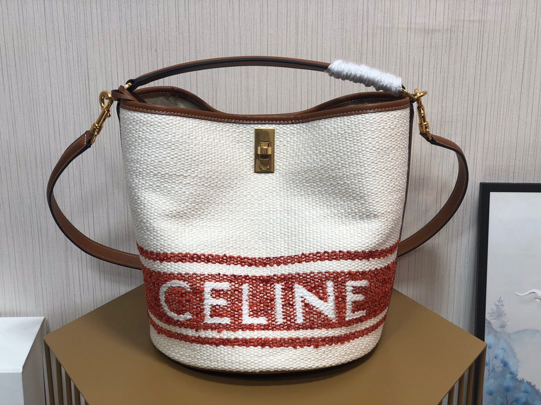 Celine Bucket 16 Bag In Canvas With Celine Logo