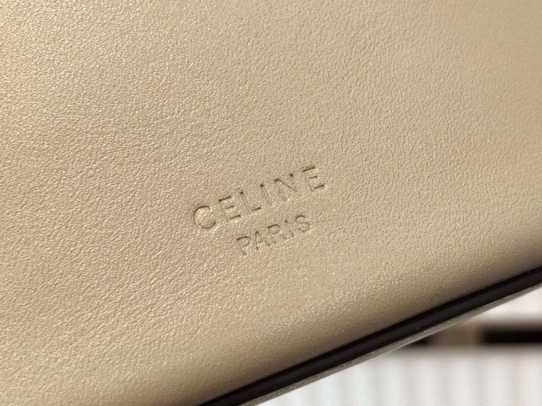 Celine Bucket Maillon Triomphe Bag In Light Brown calfskin Leather