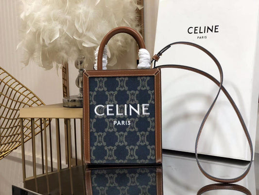 Celine Denim Arc De Triomphe Jacquard Mini Tote