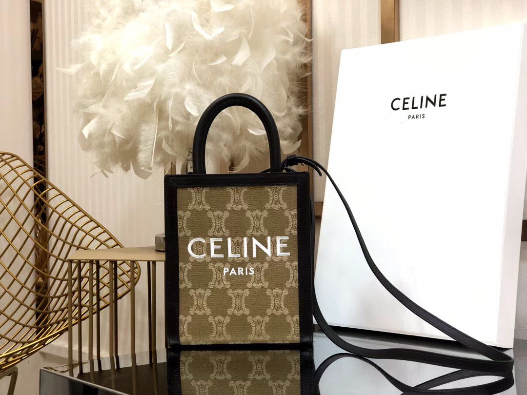 Celine Denim Arc De Triomphe Jacquard Mini Tote